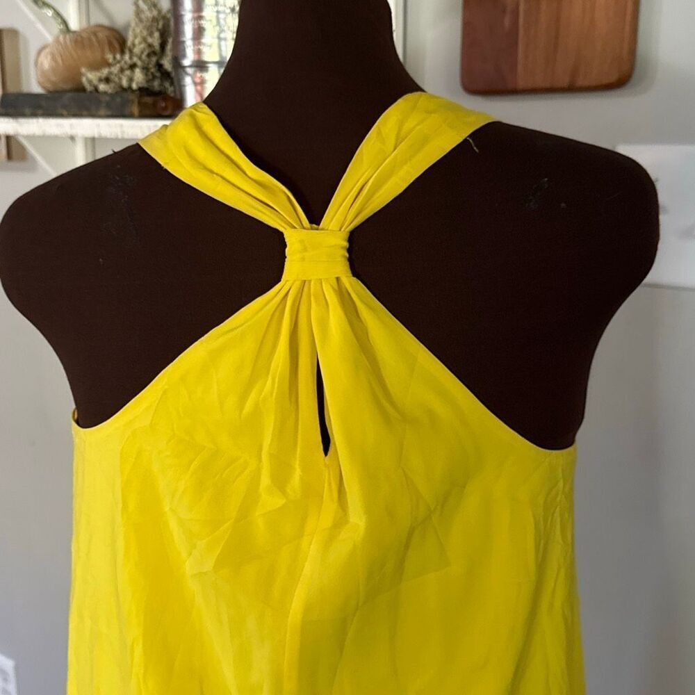 Alice and Olivia women’s tank mini dress size XS yellow silk twist back beach re - Picture 5 of 9